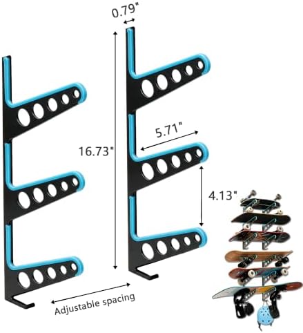 Skateboard Rack Wall Mount with Hooks, Metal Holder for Longboards, Snowboards and Skis, Sports Equipment Organizer for Home Garage - Image 5