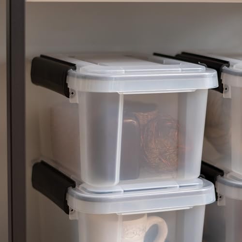 IRIS USA 6-Pack 6 Qt Storage Bins with Gasket Lids, Clear/Black - Image 5