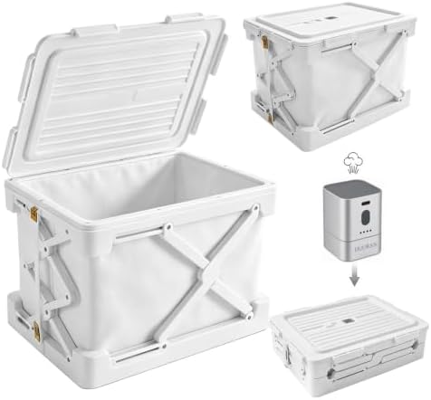 Storage Bags for Clothing, 14.8-Gallon Collapsible Vacuum Storage Boxes with Lids, Stackable Storage Bins for Blankets, Comforters, Bedding, and Underbed Storage, White (1-Pack) by Unknown