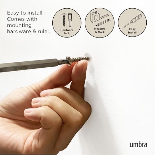 Umbra Flip Coat Rack, Wall Mount Retractable Hooks, 3-Hook, Natural/Nickel - Image 6