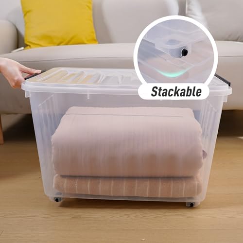 Citylife 82 Quart Large Clear Plastic Storage Bins with Lids 2-Pack - Image 5
