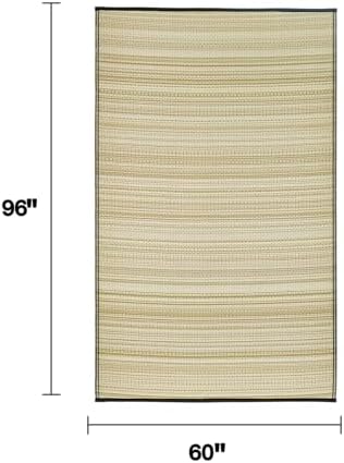 Fab Habitat Outdoor Rug - Waterproof, Fade Resistant, Crease-Free - Premium Recycled Plastic - Neutral Striped - Patio, Porch, Deck, Balcony - Cancun Shadow - Sand & Black - 5 x 8 ft - Image 2