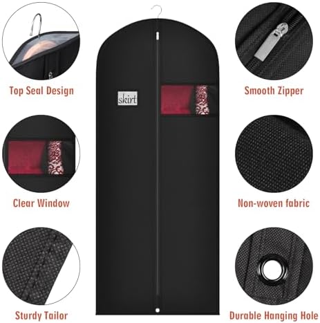 Univivi 60 Inch Lightweight Long Garment Bag for Hanging Clothes, 10 Pack - Image 3