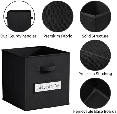 Storage Bins,13" Cube Storage Bin with Labels,10pcs,Black - Image 2