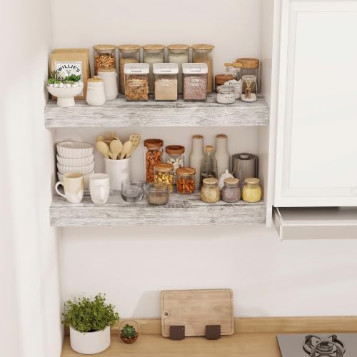 Acovy 30 Inch Floating Shelves, 12" Deep Floating Shelf Wall Mounted, 30" Wall Shelves, Rustic Deep Bookshelf, Extra Deeper & Thicker Display Shelves for Bedroom, Living Room, Set of 2 - Image 2