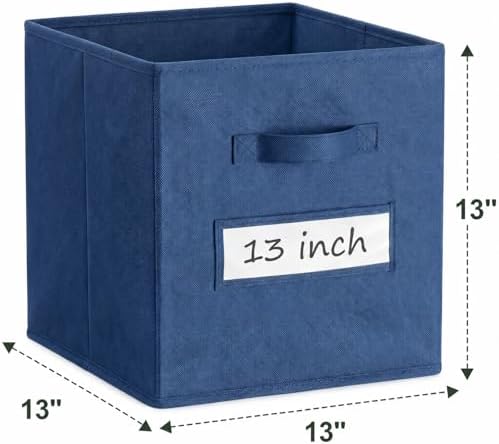 Storage Bins,13" Cube Storage Bin with Labels,10pcs,Navy Blue - Image 3