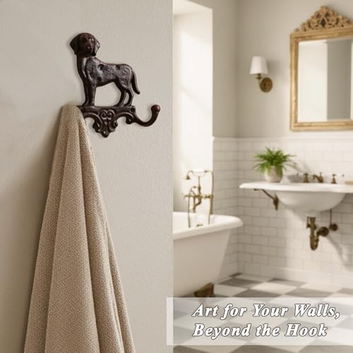 Wall Mounted Hooks 2 Cast Iron Hooks Dog Leash Holder for Wall Vintage Towel Hook Old Farmhouse Sculpture Home Decor - Image 4