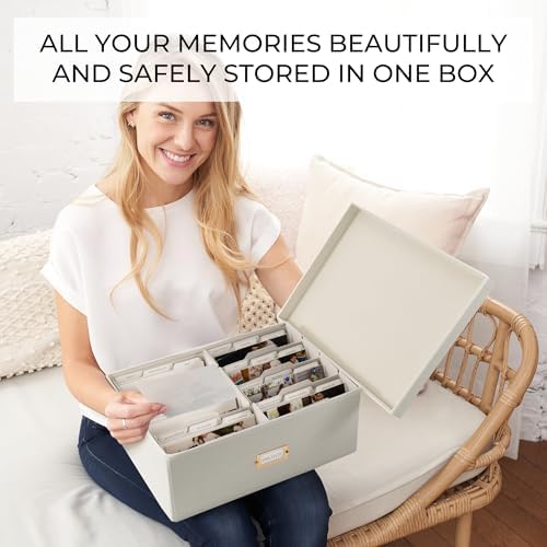 Decorative Photo Storage Box - Sturdy Linen Organizer Holds 1700 Photos - Image 3