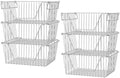 Slideep Stackable Storage Baskets Stainless Steel Cabinet Organizer Sturdy Metal Wire Pantry Freezer Bin for Pantry Home Bathroom Kitchen Organization 6 Packs by WelcometotheSlideep
