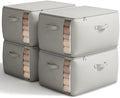 4 Pack Canvas Comforter Storage Bags for Clothes & King Comforters, Grey by Vailando