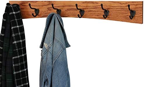 Oak Curved Back Wall Mounted Coat Rack - Bronze Hooks - Made in The USA (Burnt Orange, 36" x 4.5" - 7 Hooks) - Image 4