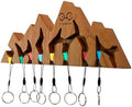 Wall Key Holder Solid Cherry Wood with 8 Hooks, Mountain Design XL by YYVertical
