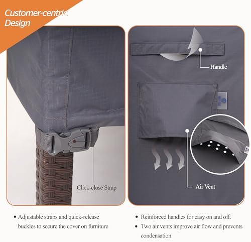 WJ-X3 Round Patio Furniture Cover, 62" D x 31" H, Gray - Image 6
