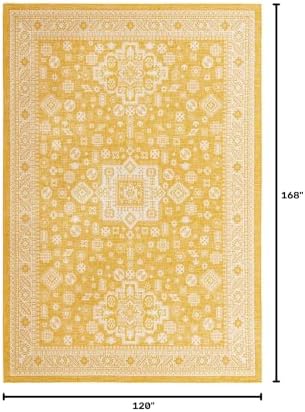 Rugs.com - Outdoor Aztec Rug – 10' x 14' 1 Yellow Indoor/Outdoor Rug – Flatweave Stain-Resistant Area Rug for Patio, Deck, and Porch - Image 2