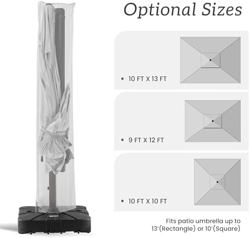 Cantilever Patio Umbrella Cover with Zipper and Rod - Image 2