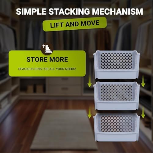 XLarge Stackable Storage Bins Open Front for Pantry, 6 Pack - Light Grey - Image 7