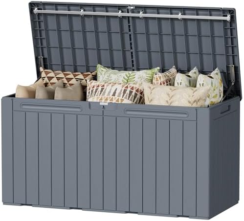 Devoko 100 Gallon Outdoor Storage Box, Waterproof Deck Box Lockable (Gray) by DEVOKO
