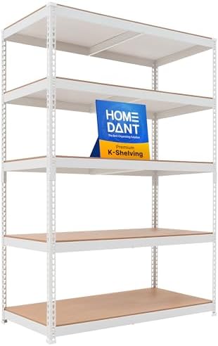 HOMEDANT White 47.7" Deep 5 Tier Storage Shelves Garage Shelving Unit Metal by TheBestOrganizingSolution