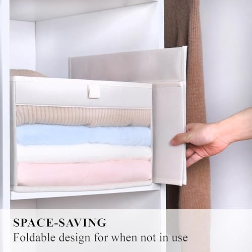 WUIKE 6-Pack Closet Storage Bins with Window, Beige, Large - Image 5