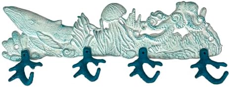 Zeckos Decorative Wall Hooks, 15.5 Inch Cast Iron Sea Life Plaque by Zeckos