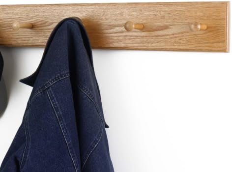 Solid Oak Xtra-Wide Shaker Peg Rack -Made in The USA - Natural Stain 46 x 4.5 Inches with 8 Pegs - Image 3