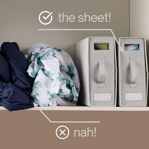 LOFT + IVY Sheet Organizers and Storage – Bed Sheet Holders Box for Linen Closet, Foldable Bedding Storage with Handles, Label Slot, Closure - Image 6