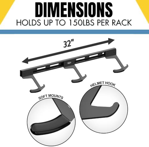 Koova Wall Mount Bike Rack | Steel Bike Mount | Adjustable Hangers | Easy Mount | USA Made - Image 4