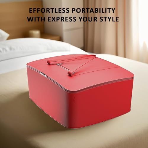 Kuber Industries Pack of 6 Storage Bag | Clothes Storage Bag | Rexine Underbed Storage Bag | Wardrobe Organizer for Blanket-Comforters | Foldable Attachi Bag with Handle | Large | Red - Image 7
