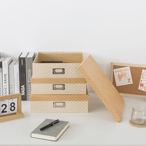 Soul & Lane - Geometric Check Scrapbook Storage Boxes with Lids, Set of 3 - Image 7