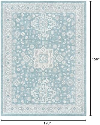 Rugs.com - Outdoor Aztec Rug – 10' x 13' 1 Aqua Indoor/Outdoor Rug – Weather Resistant and Washable, Perfect for Patios, Decks, and Porches - Image 2