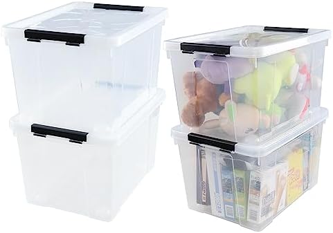 4-Pack 32 L Wheeled Clear Plastic Storage Latch Boxes with Lids by Eagrye