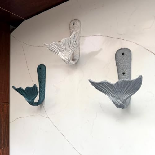Zeckos Set of 3 Mermaid Tail Wall Hooks, Cast Iron, 5 Inch High - Image 4