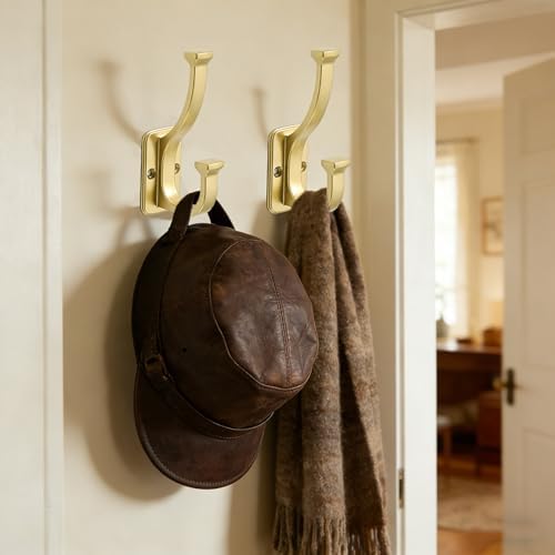 10 Pack 4-1/2inch Brushed Gold Coat Hooks - Image 3