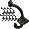 SKOLOO Black Cast Iron Wall Hooks - Farmhouse Style, Pack of 10, Dual-Direction Hanging Design - Ideal for Coat, Backpack, Towel - Perfect for Entryway, Mud Room, Bathroom Dry Area by SKOLOO