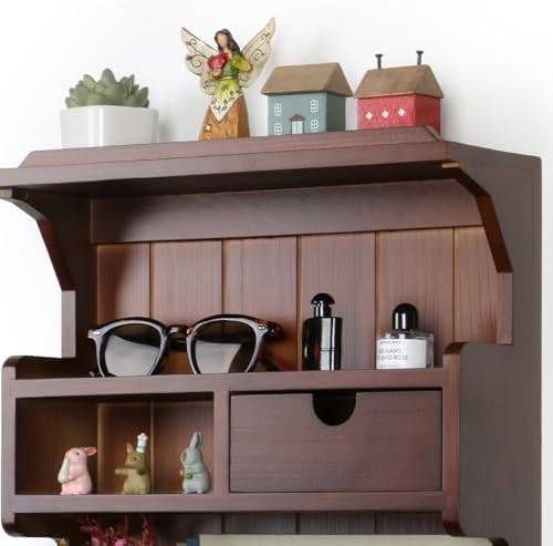 Key Holder for Wall, Elegant Wall-Mounted Mail Organizer with Storage Drawers, Walnut - Image 5