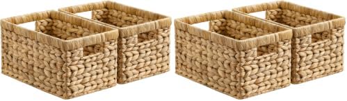 StorageWorks Wicker Basket, Baskets for Organizing, Storage Basket with Built-in Handles, Water Hyacinth Shelves (Medium 4-Pack, Natural Hyacinth) by StorageWorks