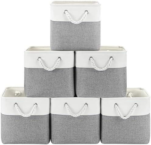 Patvingot 11-Inch Fabric Cube Storage Bins with Handles,6 Pack,Foldable by Patvingot