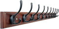 Dseap Coat Rack Wall Mounted: 10-Hooks, 38-1/4" Long, 16" Hole to Hole, Wood Coat Hooks Wall Mounted, Hook Rack, Hook Rail, Hooks for Hanging Coats, Light Walnut & Black by Dseap