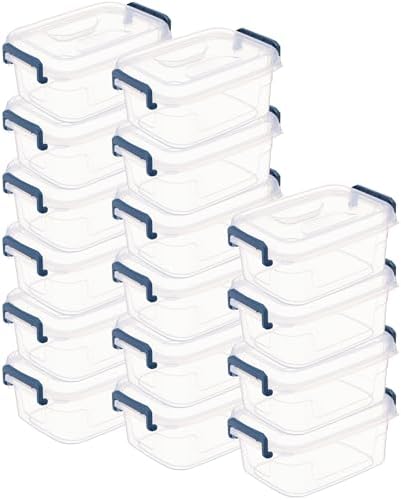 Tribello Small Clear Storage Bins with Lids, Bulk 16-Pack Stackable Plastic Storage Containers for Home Organization – Totes for Closet and Underbed Storage, 2.6 Quarts by Tribello