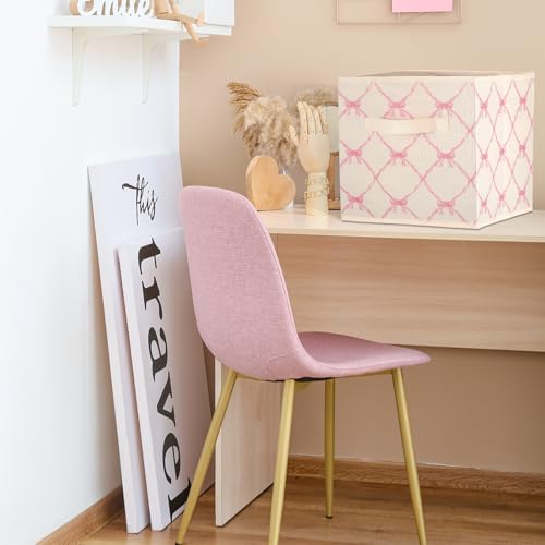 Geelin 6 Pcs Light Pink Bow Cube Storage Bins 11 Inch Storage Basket - Image 4
