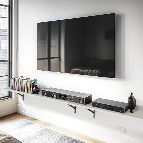 Kaboon 55 inch Long 10 inch Deep Floating Shelves for Wall Set of 2, Large Open Shelves Wall Mounted, Space Saving Home and Commercial Use, Sea Salt/Greyish White - Image 6