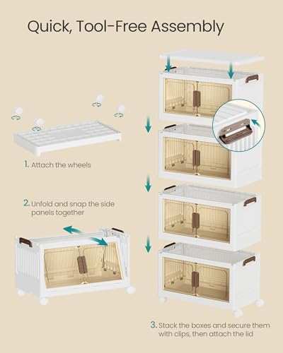 SONGMICS 48QT stackable storage bins with 1 Lid, 4-Tier Foldable Bins - Image 4