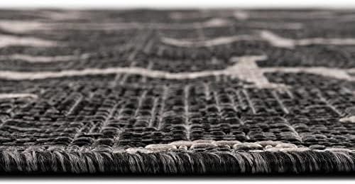 Unique Loom Outdoor Coastal Collection Area Rug - Ahoy (2'x 6' 1" Runner, Charcoal/ Ivory) - Image 4