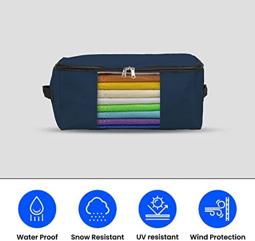 Covers & All Storage Bags, 90 litres Large size Space Saver bags Heavy Duty Storage Organizer Multipurpose, 12 Oz Waterproof UV-Resistant & Tear-Proof (Pack of 10, Blue) - Image 3