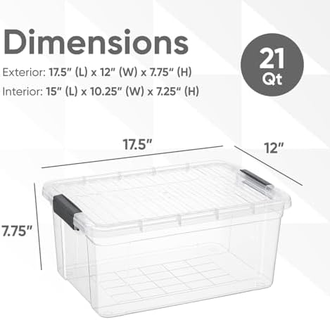 Superio 21 Quart Clear Plastic Storage Boxes with Lids, Stackable Organizer Containers, BPA-Free Storage Bins for Home, Office, School & Dorm, 1 Pack - Image 2
