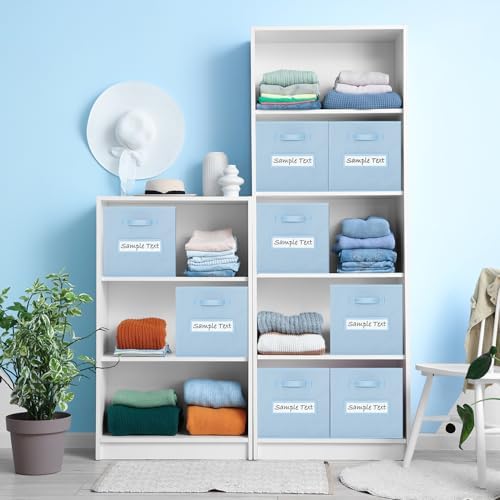 11x11 storage cube bins (Set of 10) Foldable Fabric storage cubes with 10 Labels Window Cards & a Pen,11 inch cube storage bin,Closet Organizers for Shelves,Cubby Organizer Boxes,Pastel Blue - Image 6