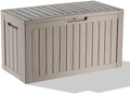 Outdoor Waterproof Resin Storage Deck Box Lockable Outside Bench UV Resistant Bin Patio Porch Furniture Pool Float Garden Tool Cushion (Grey, 90 Gallon) by MAIUSCOLI