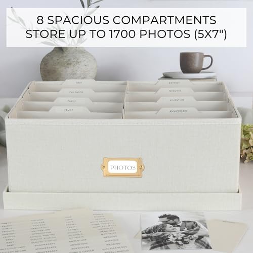 Decorative Photo Storage Box - Sturdy Linen Organizer Holds 1700 Photos - Image 5