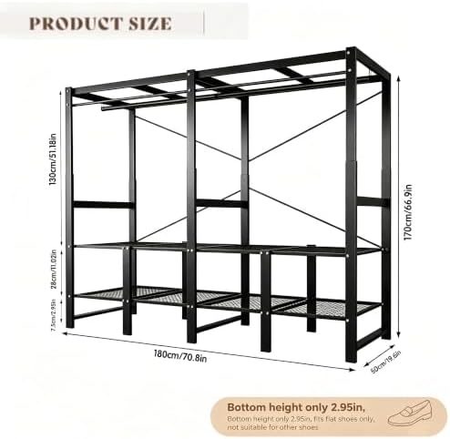71in Heavy Duty Portable Closet with Dark Gray Cover - Image 2