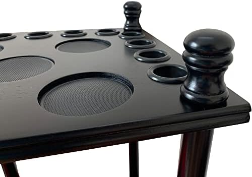 Floor Pool Cue Rack Hold 8 Cue Sticks & Billiard Accessories. Corner Stand Pool Cue Holder Made of 100% Solid Hardwood. Provided Ball Rack Hook. CUE RACK ONLY (Black) - Image 2